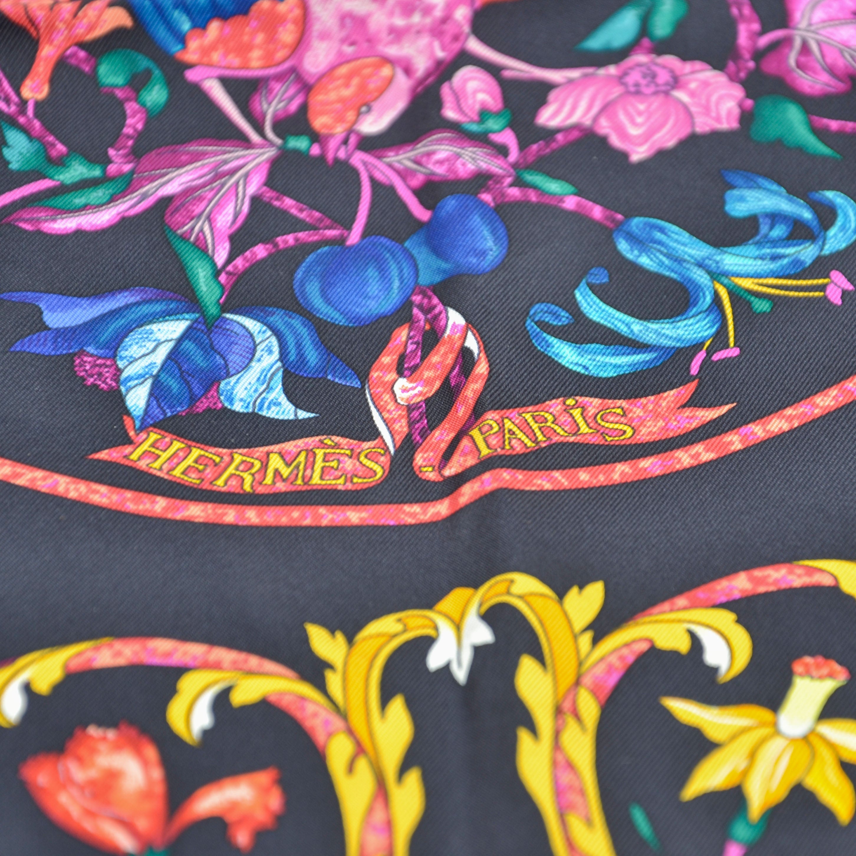 Hermès Silk Floral Pattern Scarf