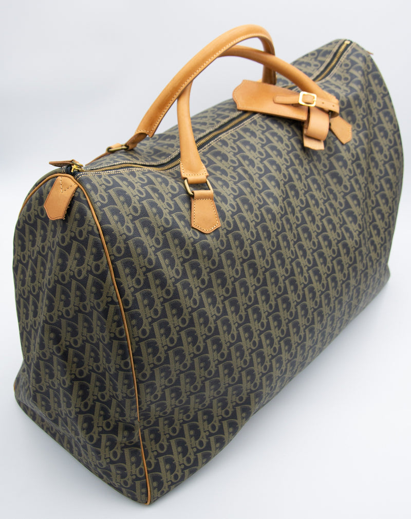 Sac De Voyage Dior Vintage En Toile Enduite Oblique