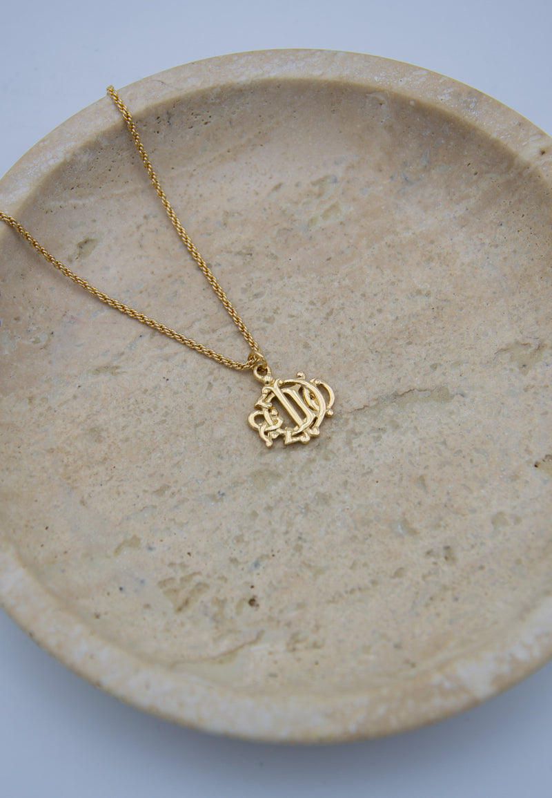 Christian Dior Vintage Necklace 1980S – Gothic Letters Pendant