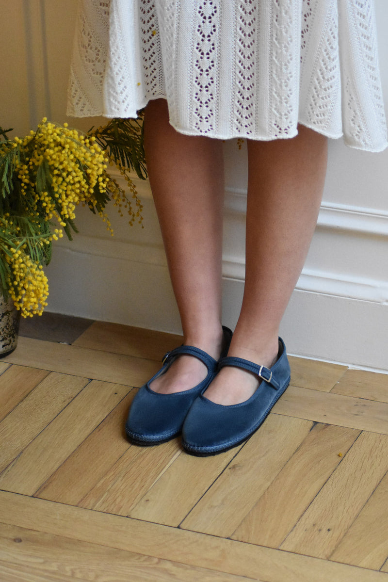 BALLERINES DAIM BLEUES CAYUMAS PETITE MENDIGOTE