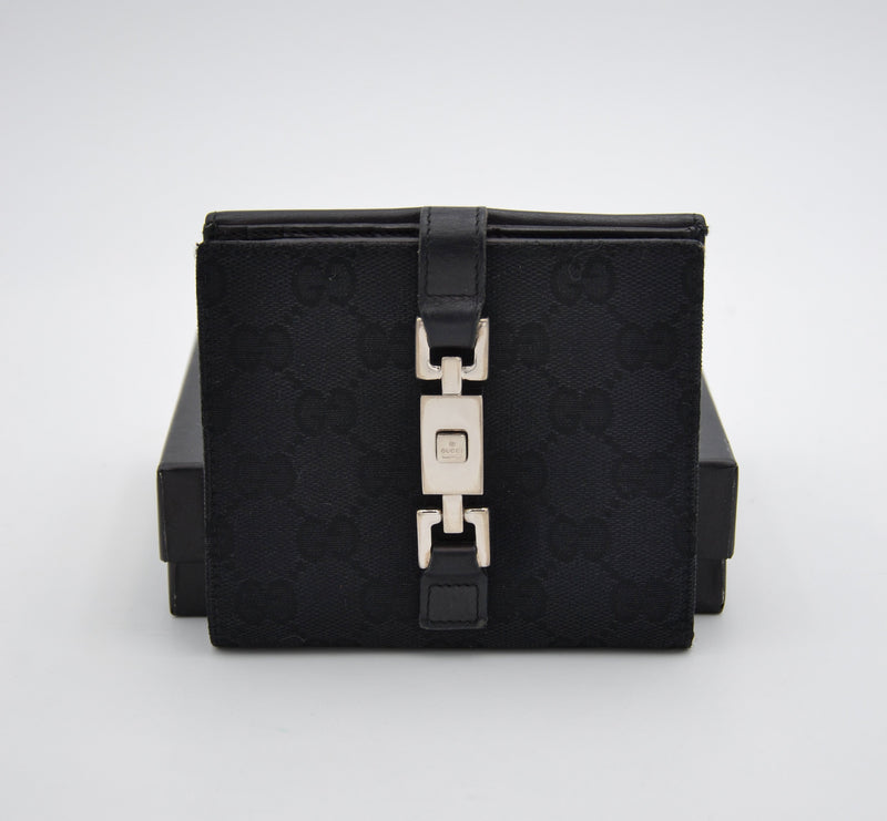 Cartera Gucci Vintage Con Cierre Jackie De Lona Gg Negra