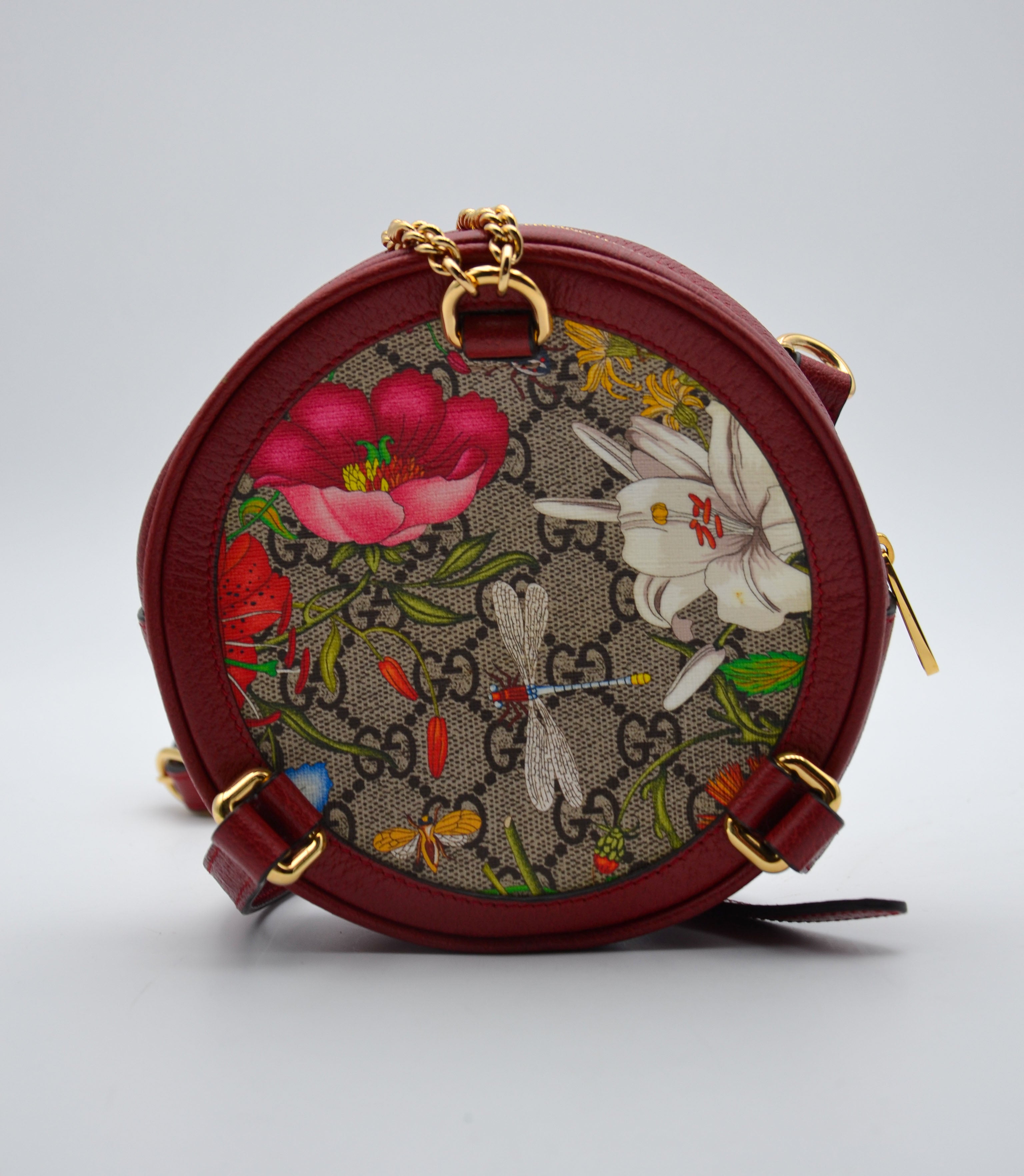 Red Gucci GG Supreme Floral Bloom Mini Backpack