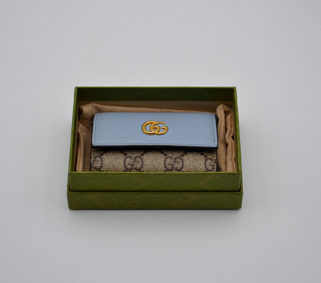 Gg Marmont Pastel Blue Leather Key Ring