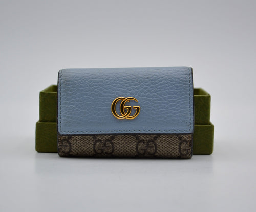 Porte-Clés Gg Marmont Cuir Bleu Pastel