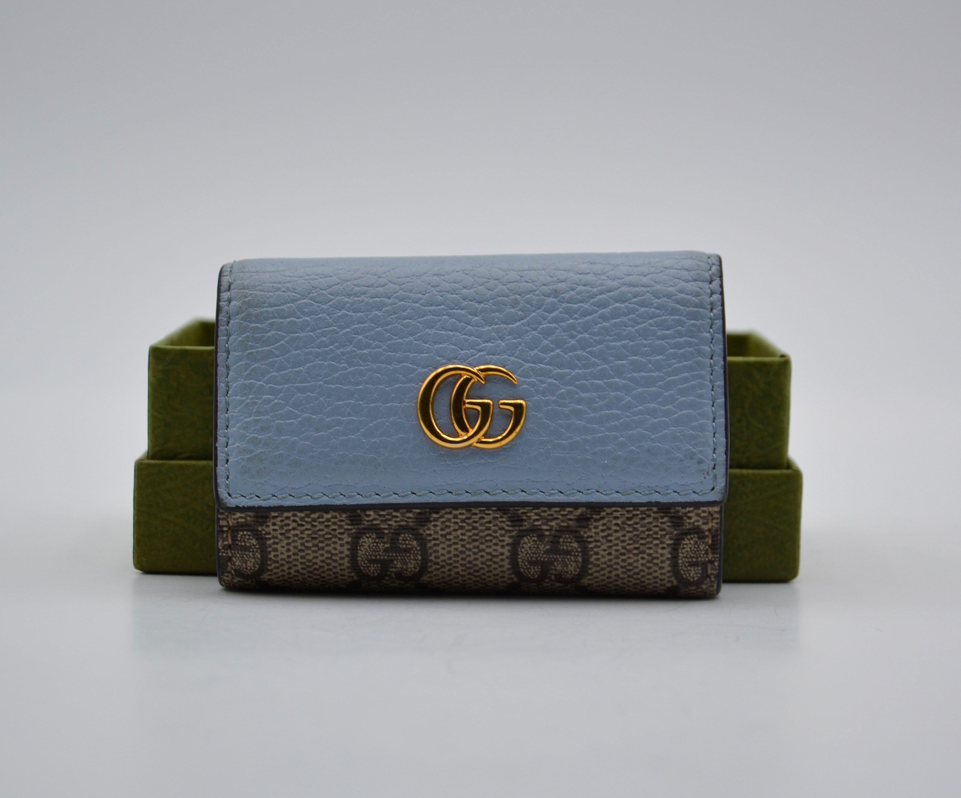 Gg Marmont Pastel Blue Leather Key Ring