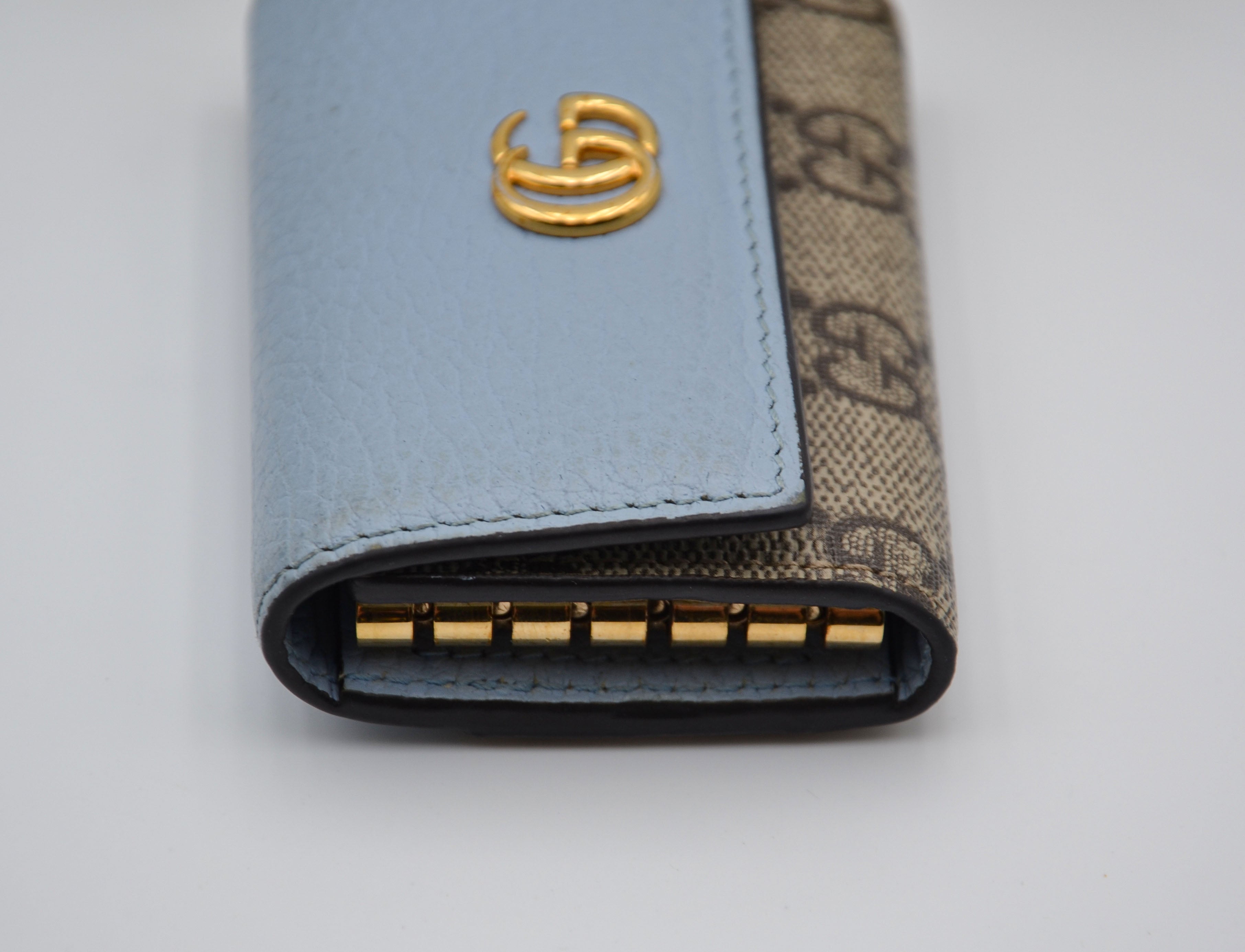 Gg Marmont Pastel Blue Leather Key Ring