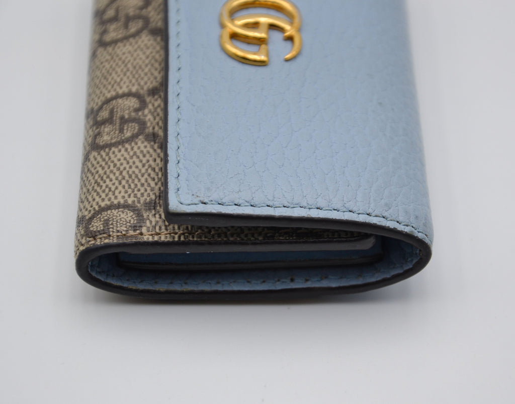 Gg Marmont Pastel Blue Leather Key Ring