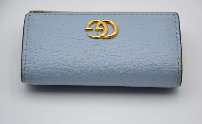 Llavero De Cuero Azul Pastel GG Marmont