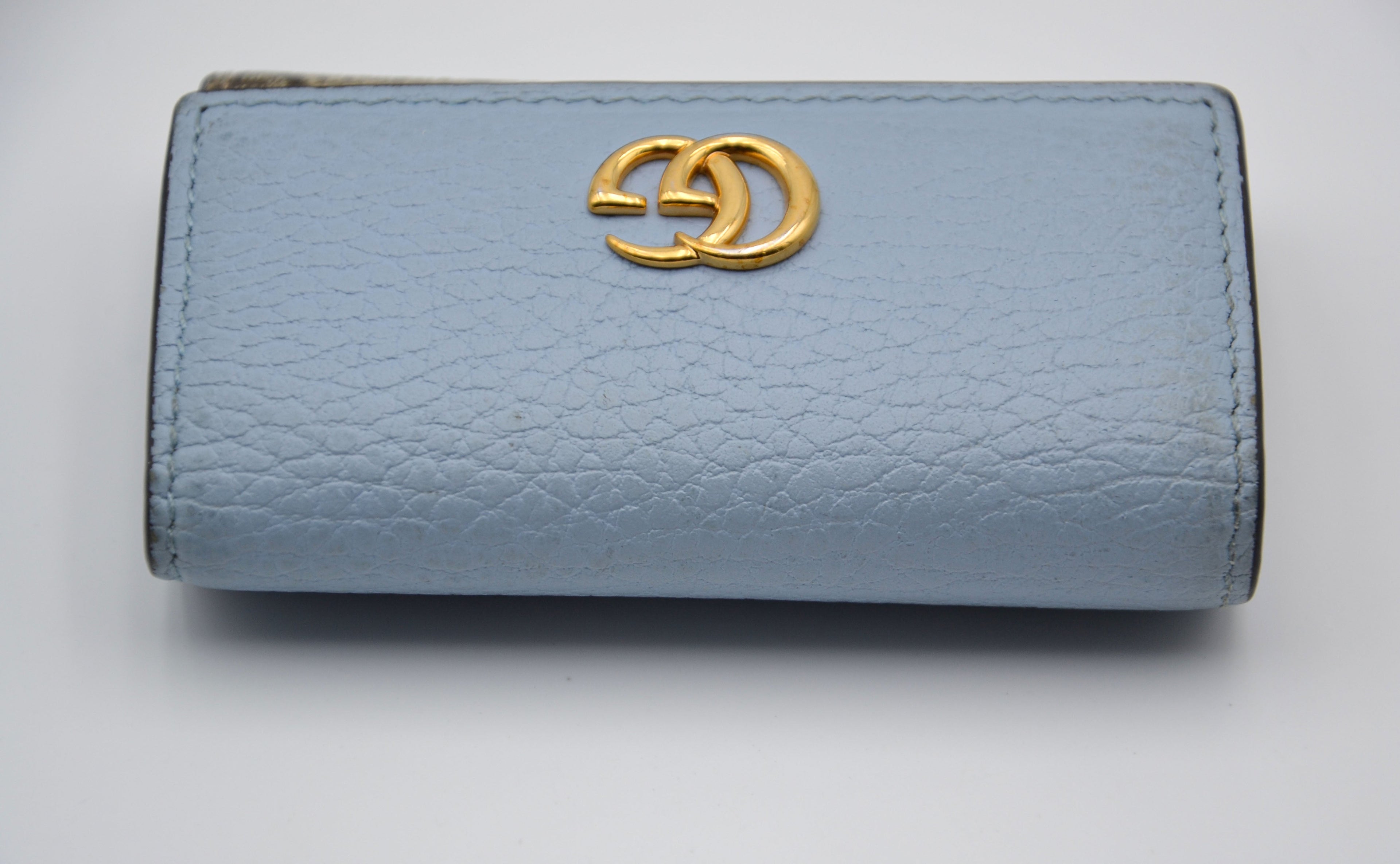 Gg Marmont Pastel Blue Leather Key Ring