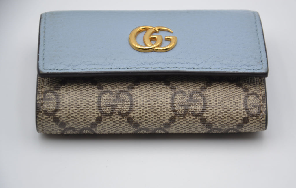 Gg Marmont Pastel Blue Leather Key Ring