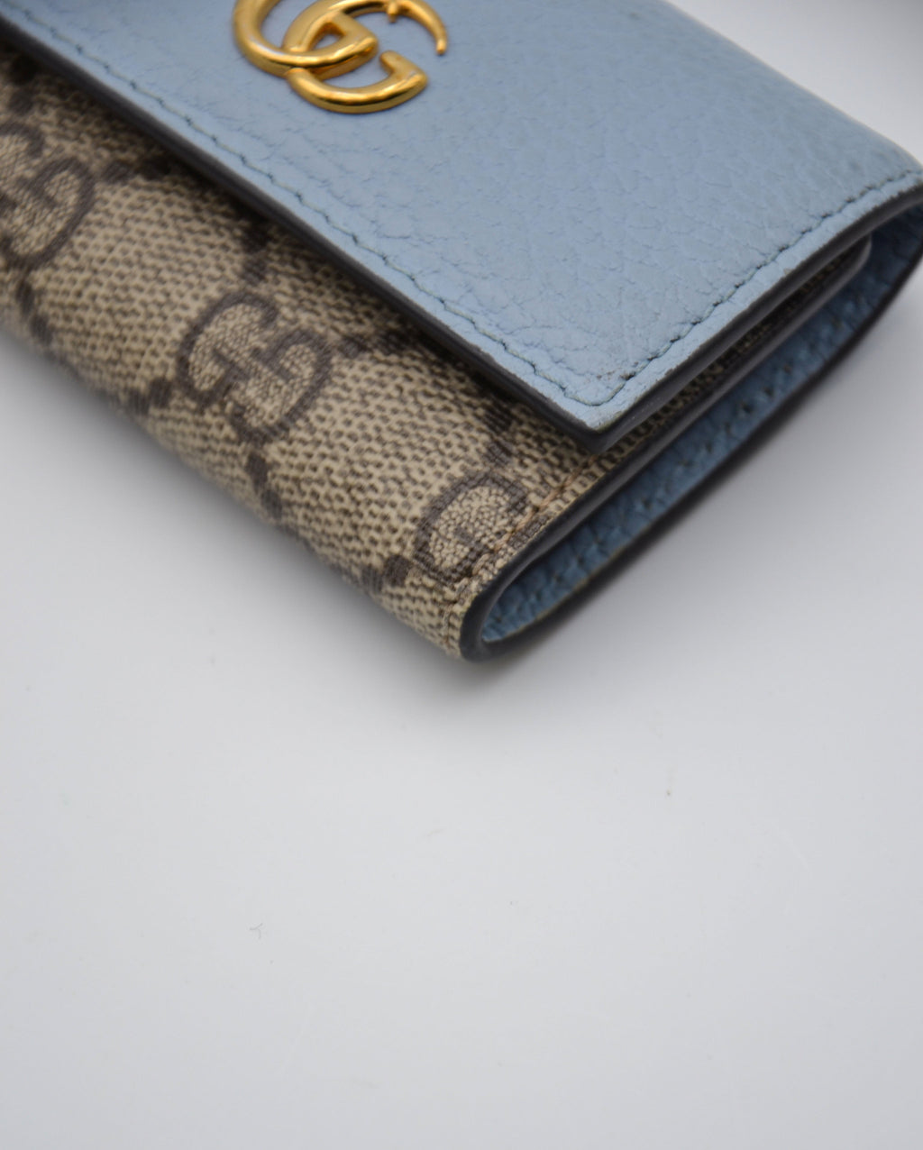 Gg Marmont Pastel Blue Leather Key Ring
