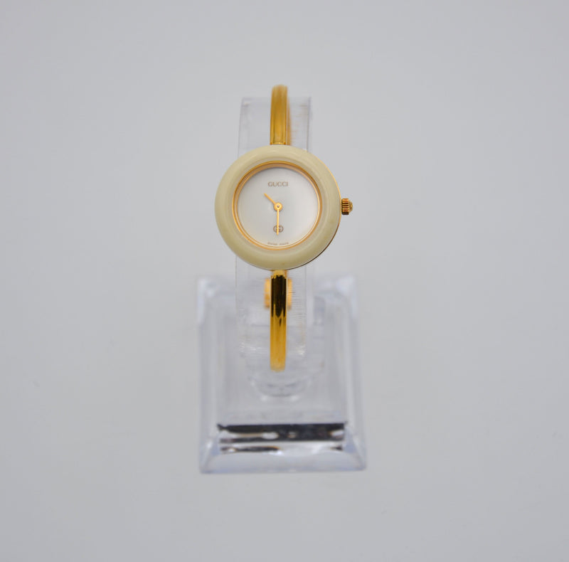 Bezel Women's Beige Quartz Watch
