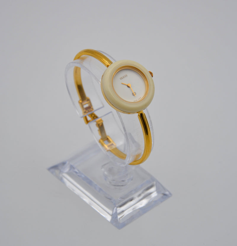 Bezel Women's Beige Quartz Watch