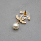 Chanel CC Powder Pink Enamel & Dangling Pearl Earrings