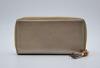 Gucci Gold Grained Leather Bamboo Zippy Wallet
