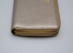 Gucci Gold Grained Leather Bamboo Zippy Wallet