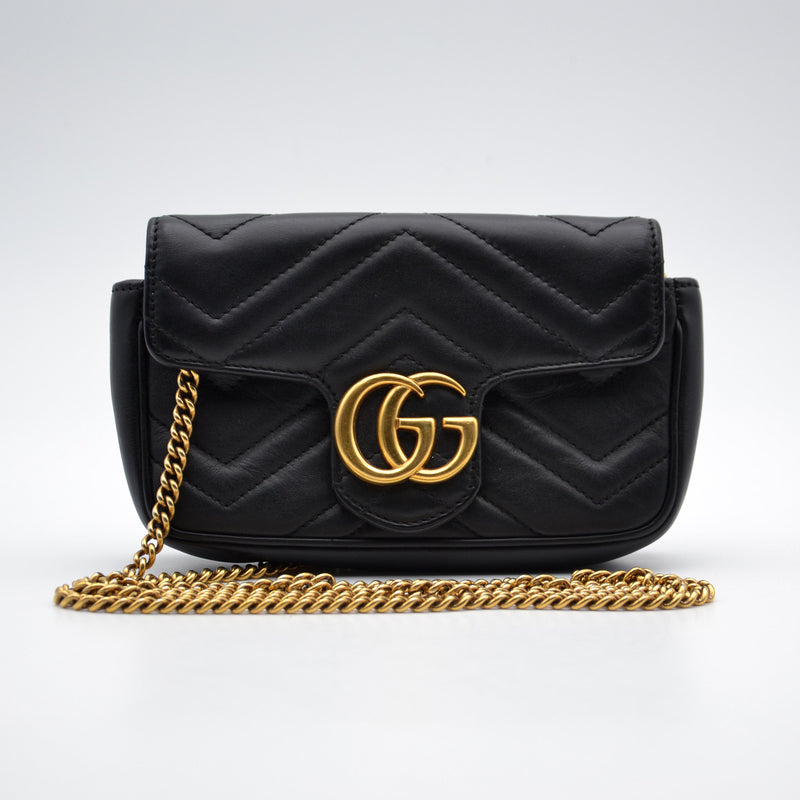 Gucci Gg Marmont Super Mini Quilted Bag Black