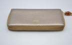 Gucci Gold Grained Leather Bamboo Zippy Wallet