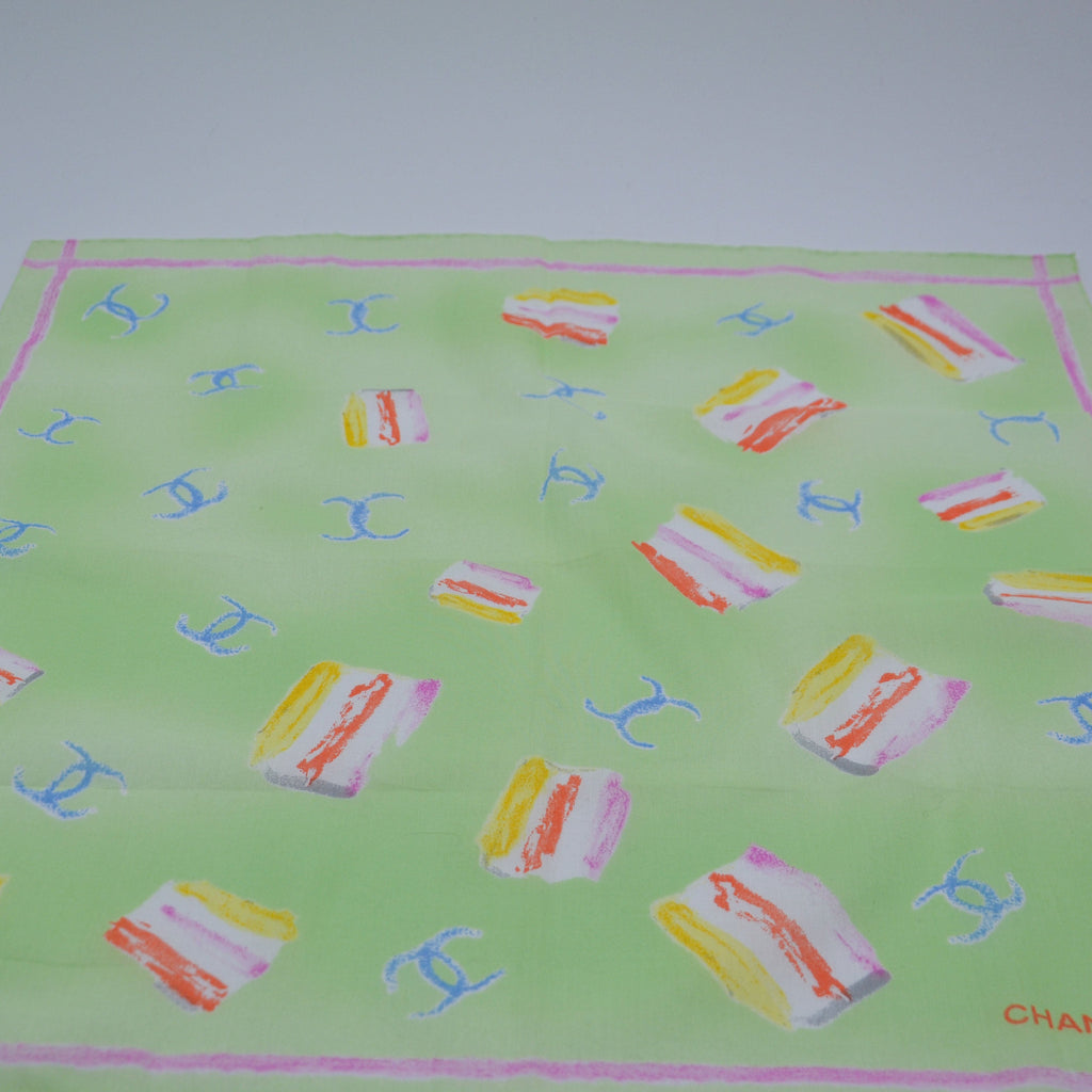 Foulard Chanel Coton Vert Pastel
