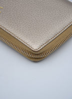 Gucci Gold Grained Leather Bamboo Zippy Wallet