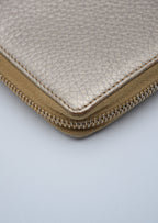 Gucci Gold Grained Leather Bamboo Zippy Wallet