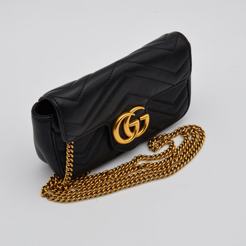 Gucci Gg Marmont Super Mini Quilted Bag Black