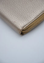 Gucci Gold Grained Leather Bamboo Zippy Wallet