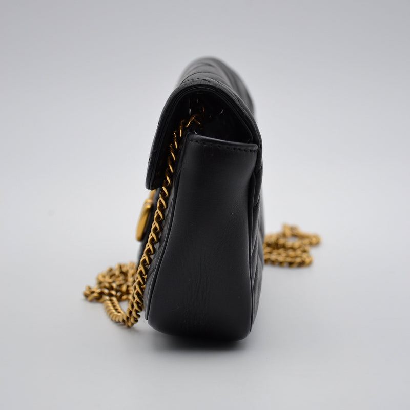 Gucci Gg Marmont Super Mini Quilted Bag Black