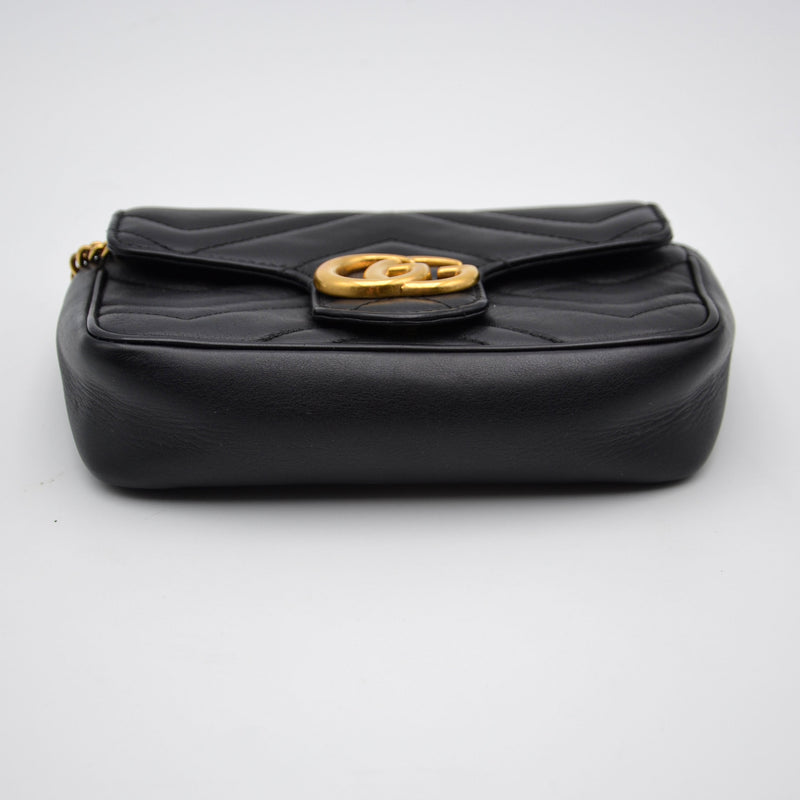 Gucci Gg Marmont Super Mini Quilted Bag Black