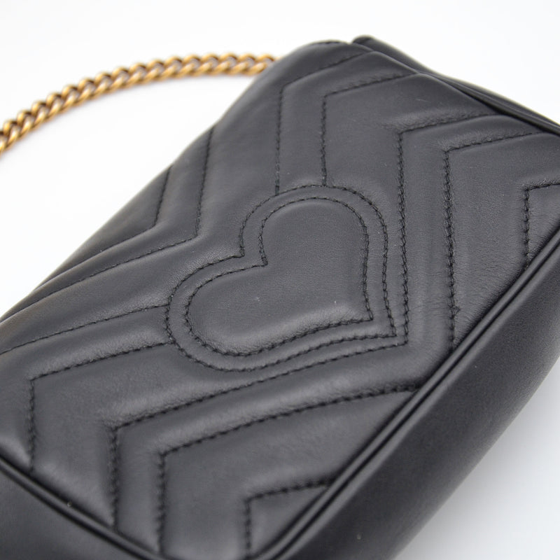 Gucci Gg Marmont Super Mini Quilted Bag Black