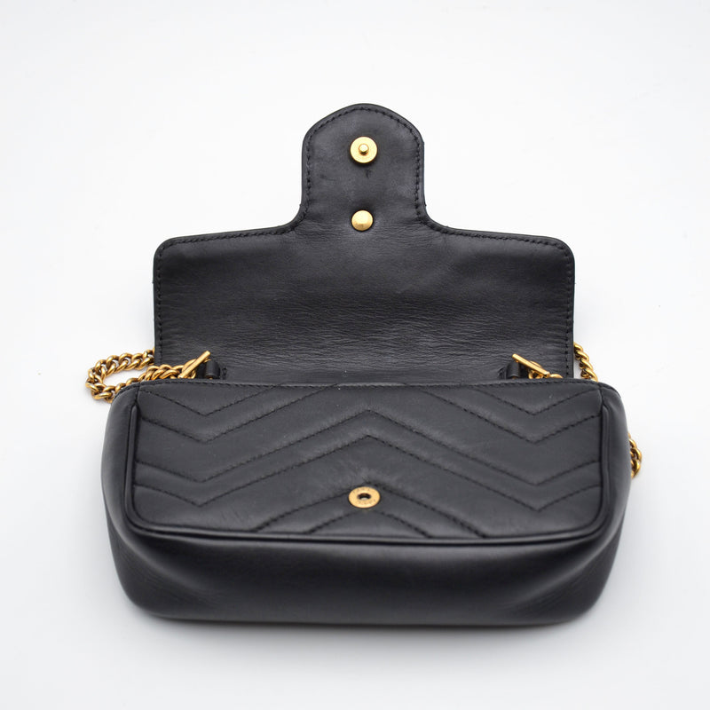 Gucci Gg Marmont Super Mini Quilted Bag Black