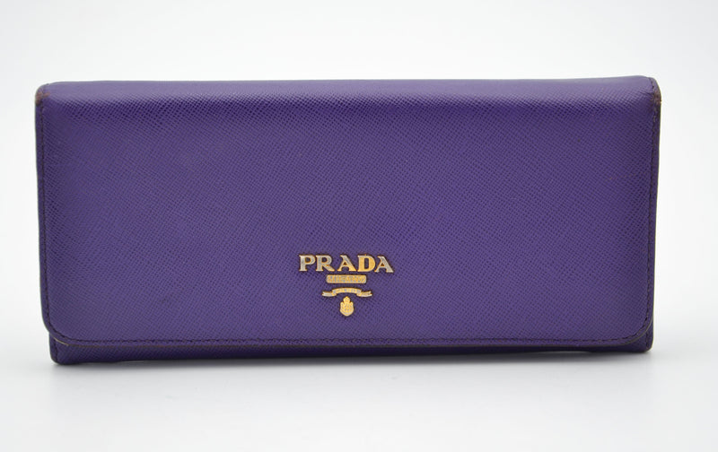 Portefeuille Long Prada En Cuir Saffiano Violet
