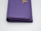 Prada Long Wallet In Purple Saffiano Leather
