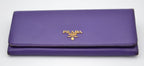 Prada Long Wallet In Purple Saffiano Leather