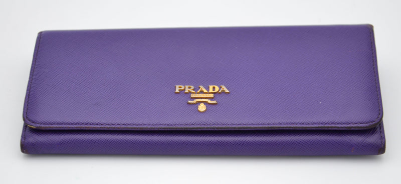 Portefeuille Long Prada En Cuir Saffiano Violet