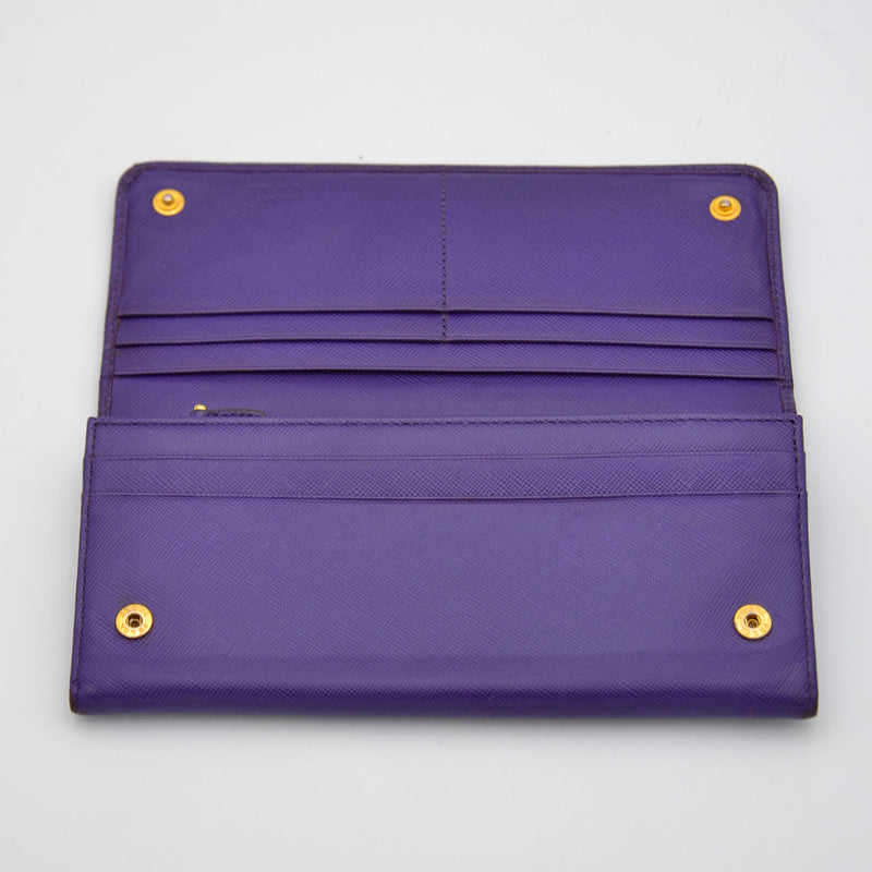 Portefeuille Long Prada En Cuir Saffiano Violet