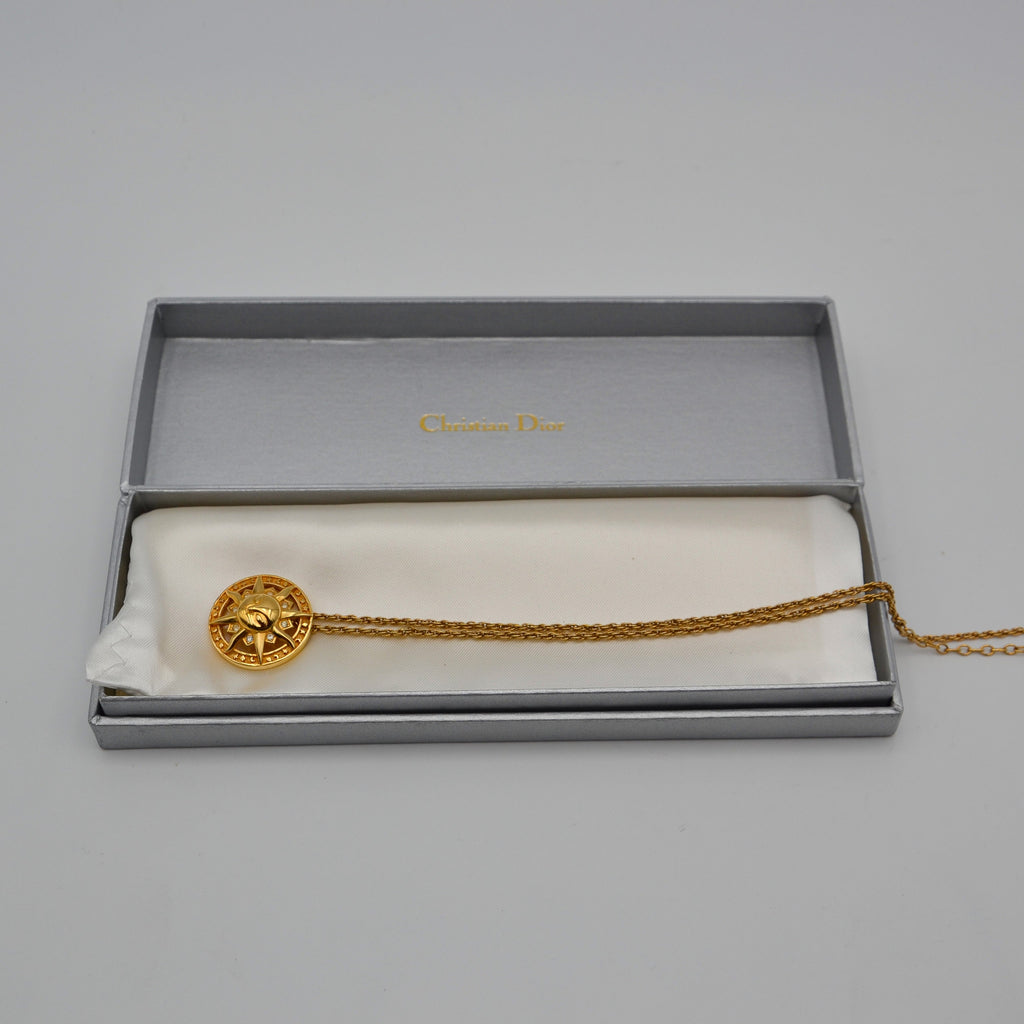 Christian Dior Vintage Feline Sun Pendant Necklace