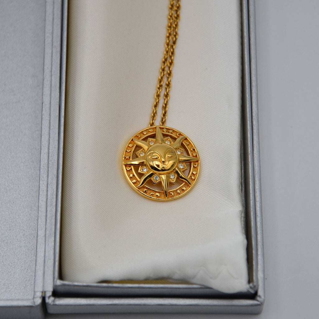 Christian Dior Vintage Feline Sun Pendant Necklace
