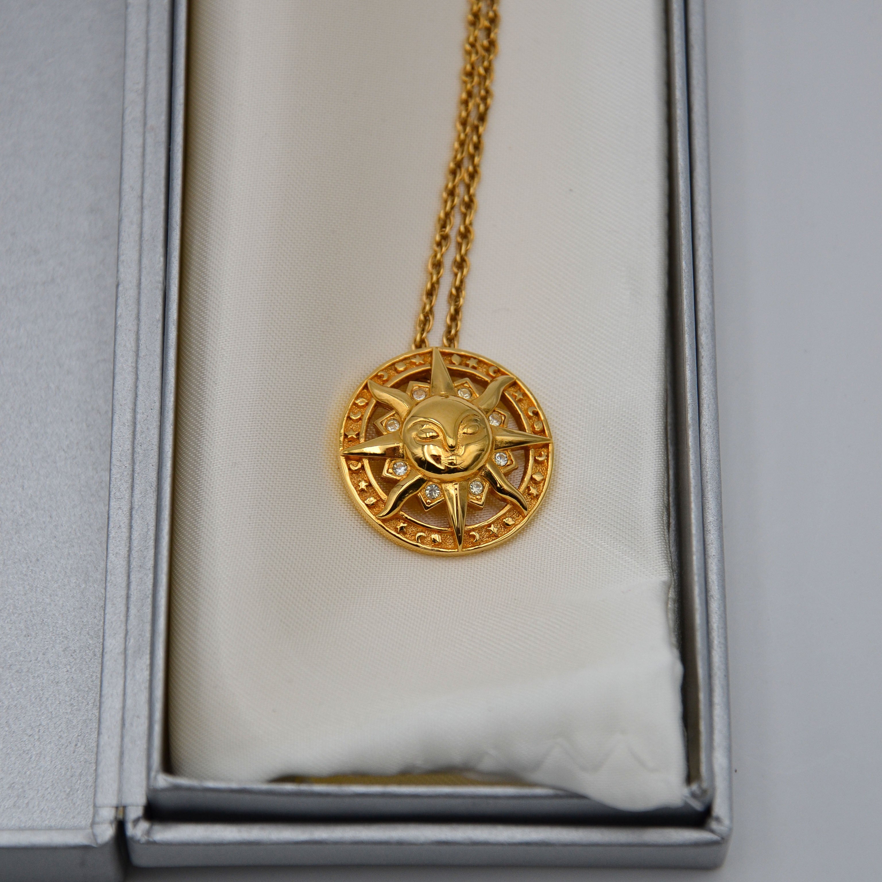 Christian Dior Vintage Feline Sun Pendant Necklace
