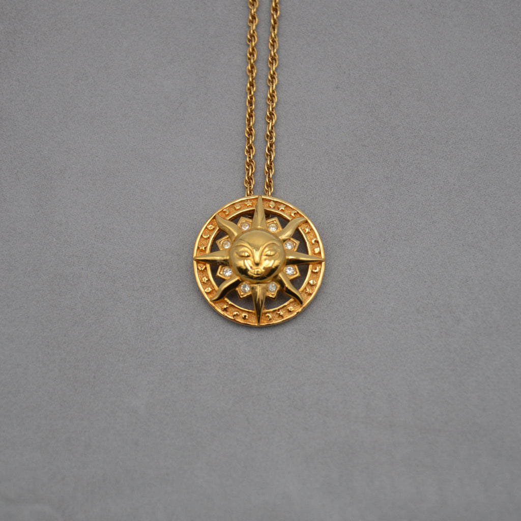 Christian Dior Vintage Feline Sun Pendant Necklace