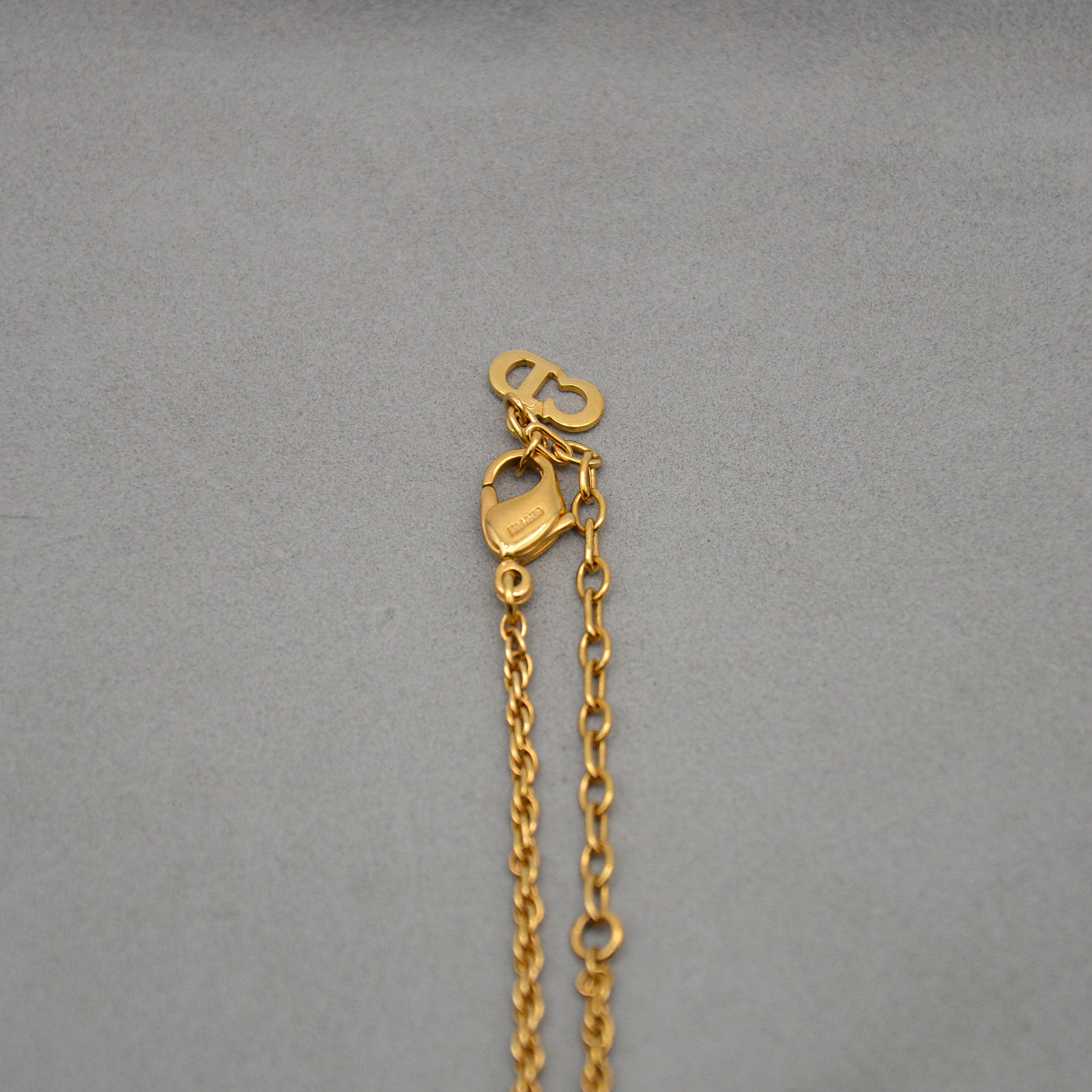 Christian Dior Vintage Feline Sun Pendant Necklace