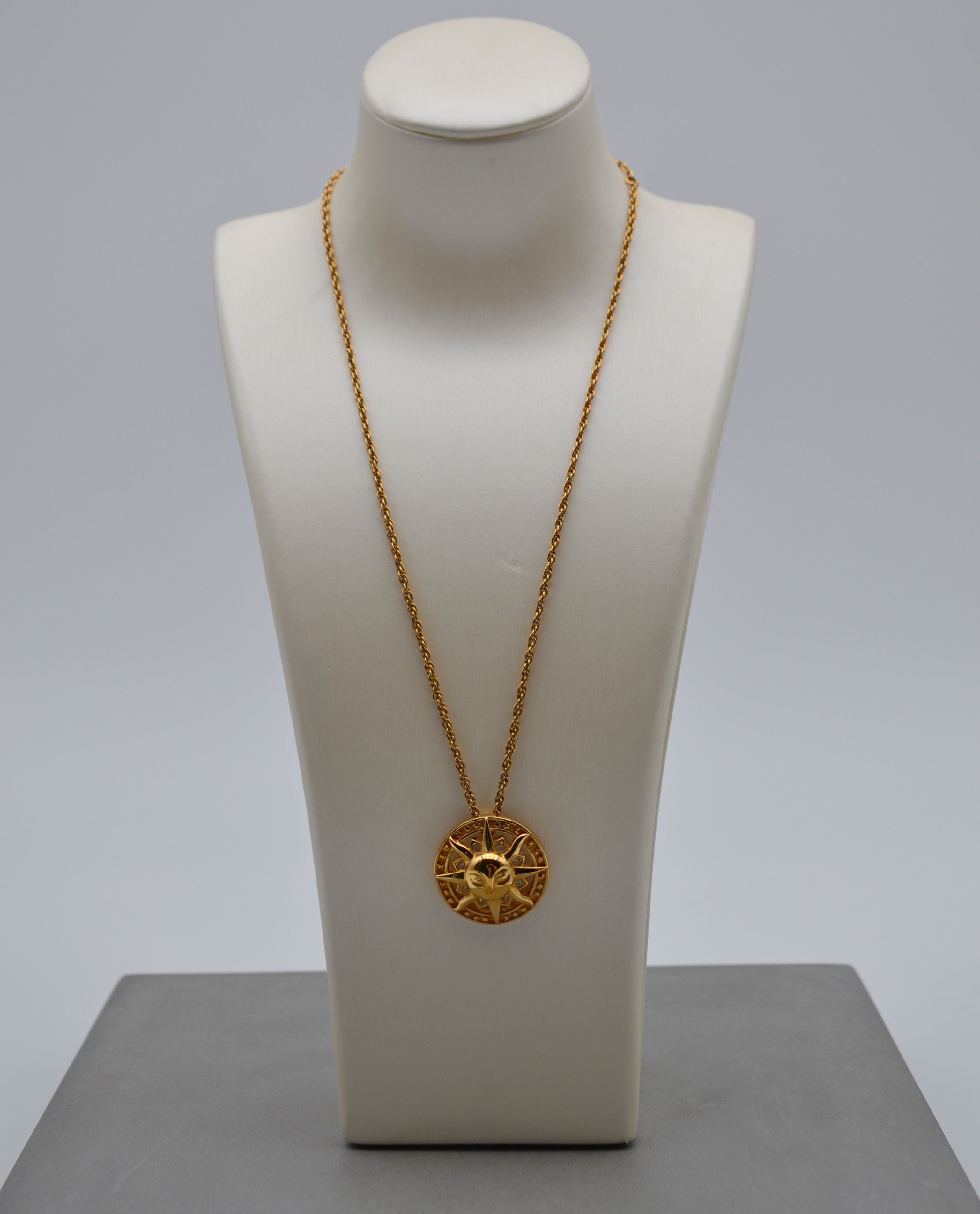 Christian Dior Vintage Feline Sun Pendant Necklace