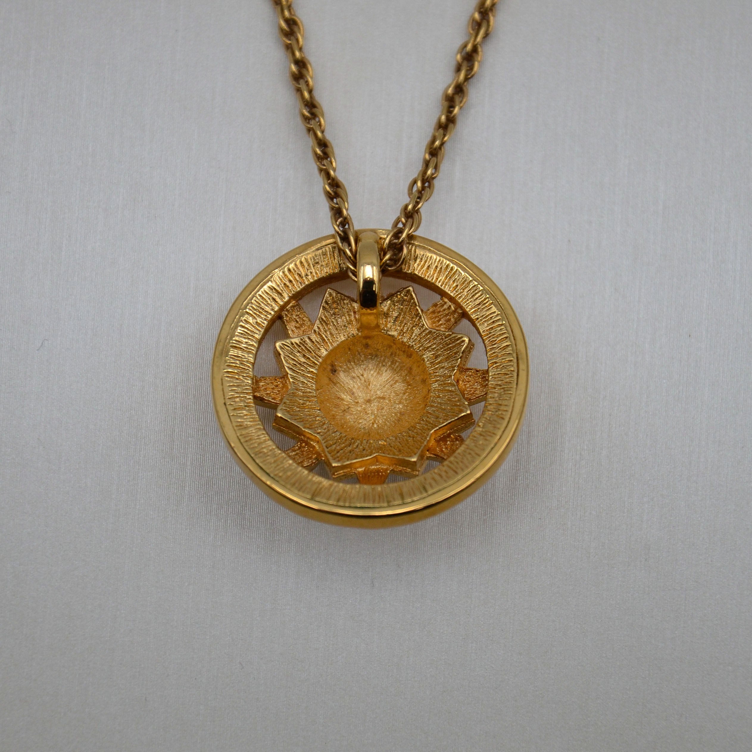 Christian Dior Vintage Feline Sun Pendant Necklace