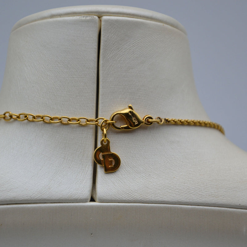 Christian Dior Collier Médaillon Nœud & Perle Vintage