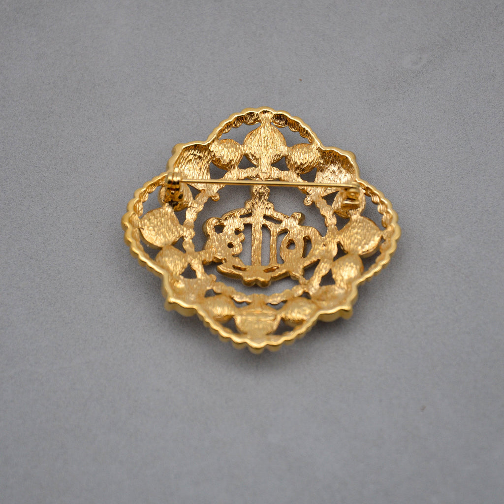 Christian Dior Vintage Baroque Cd Monogram Brooch