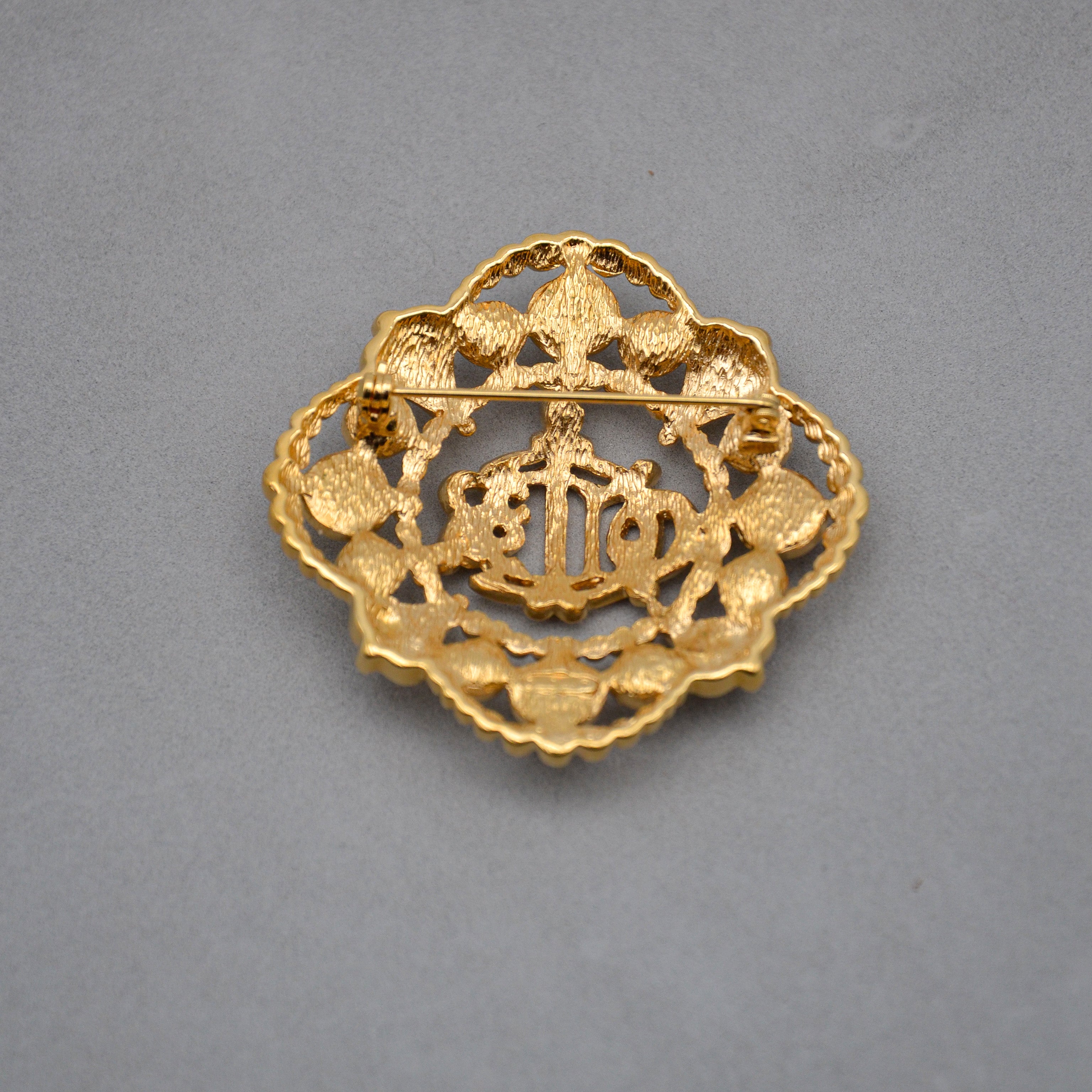 Christian Dior Vintage Baroque Cd Monogram Brooch
