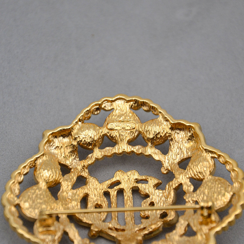 Christian Dior Vintage Baroque Cd Monogram Brooch