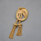 Christian Dior Vintage Oval Braided Rope & Movable Tassel Brooch