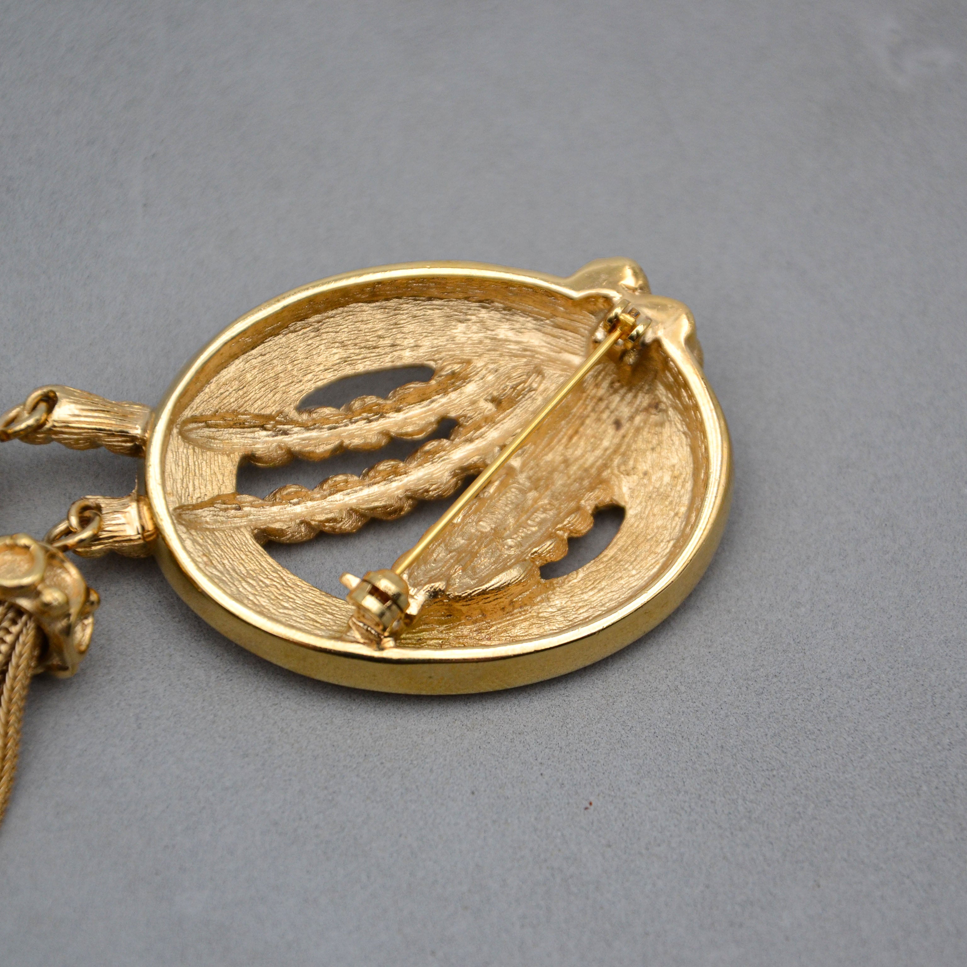 Christian Dior Vintage Oval Braided Rope & Movable Tassel Brooch