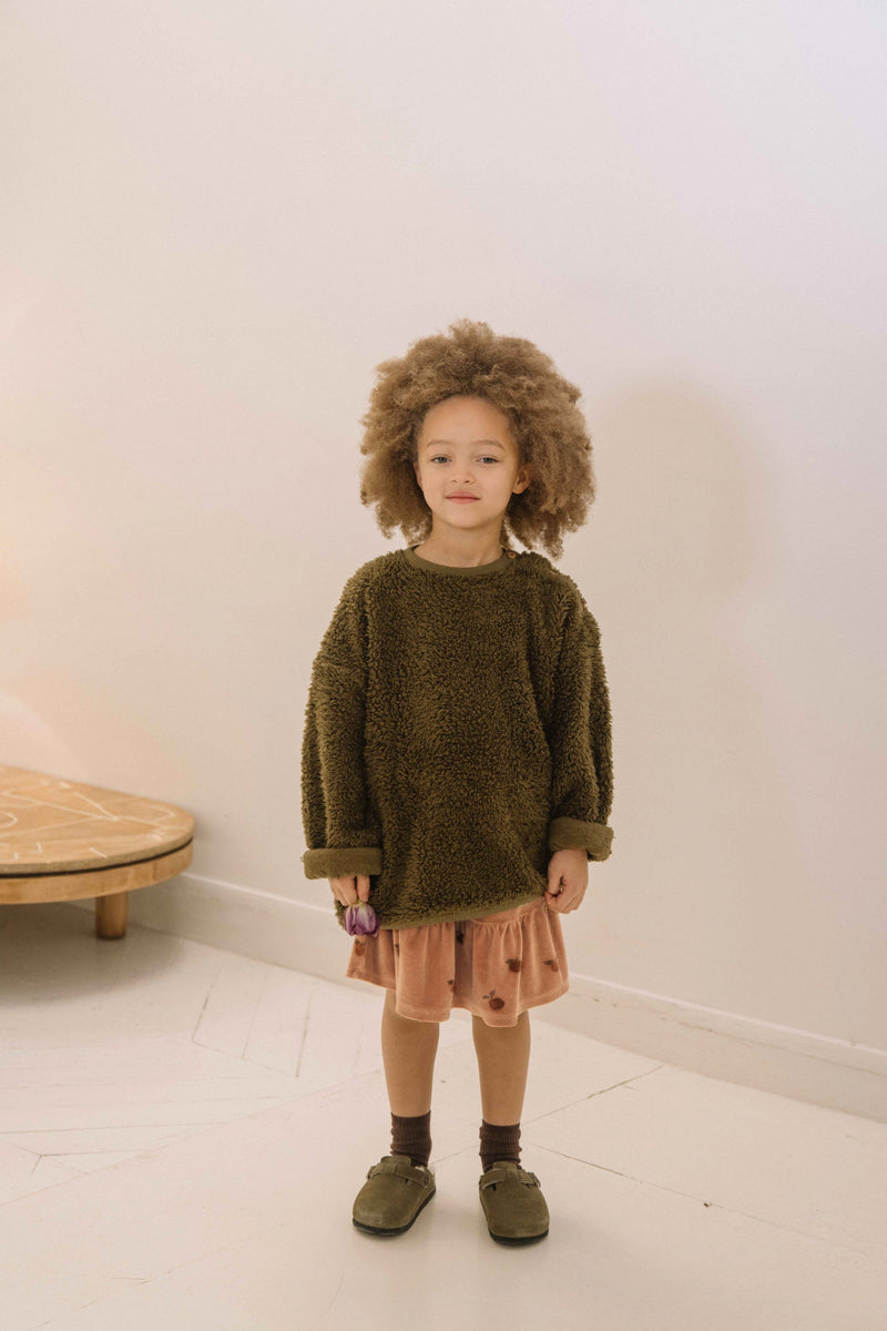 Falda Samba Terciopelo Rosa Manzana